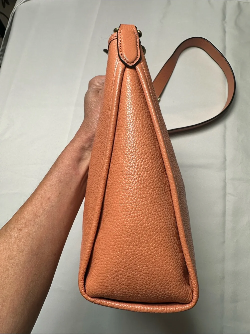 Coach Coral Orange Pebbled Leather Small Dufflet Shoulder Bag